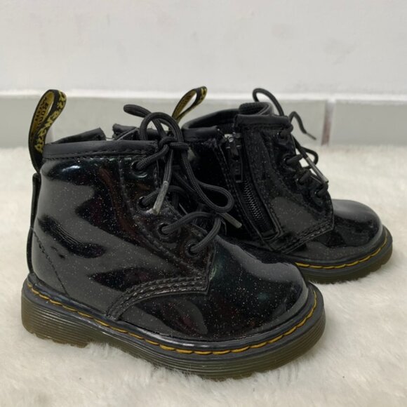 Dr.Martens Baby Toddler 11460 GLITTER 1 Black Lace up Boots Size 5 - Picture 1 of 9